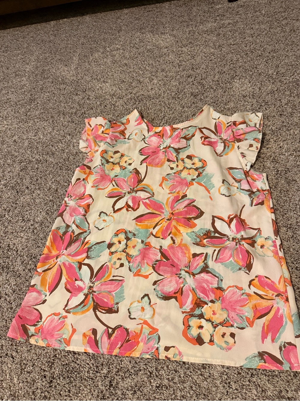 Floral Ruffle Sleeve Camisole - Pink & Cream